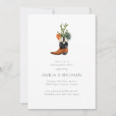 Western Cowboy Boot Desert Cactus Engagement Party 招待状 (正面)