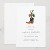 Western Cowboy Boot Desert Cactus Engagement Party 招待状 (正面/裏面)