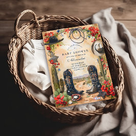 Western Cowboy Boots Baby Shower 招待状