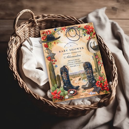 Western Cowboy Boots Baby Shower 招待状