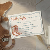 Western Cowboy Boots Barn Wedding Meal Choice 出欠カード