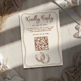 Western Cowboy Boots Barn Wedding Website QR Code 出欠カード