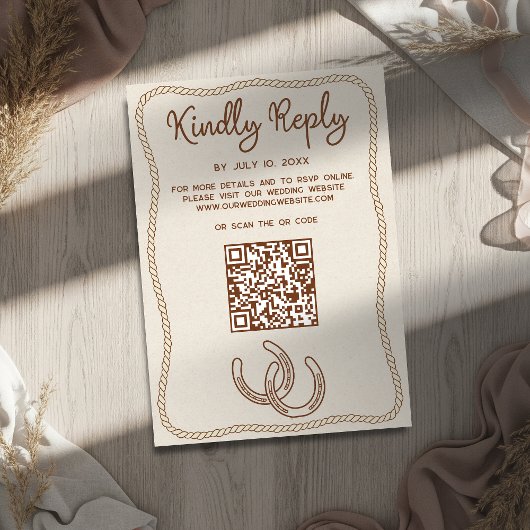 Western Cowboy Boots Barn Wedding Website QR Code 出欠カード