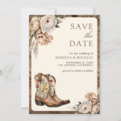 Western Cowboy Boots Photo QR Code Wedding セーブザデート (正面)