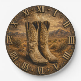 Western Cowboy Boots Ranch Farmhouse Southwest ペーパープレート