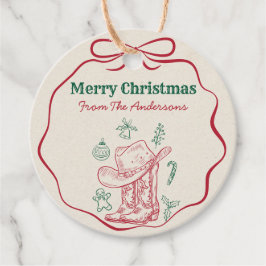 Western Cowboy Boots Retro Hand Drawn Ribbon Bow  フェイバータグ