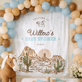 Western Cowboy Boy Baby Shower Backdrop Tapestry タペストリー