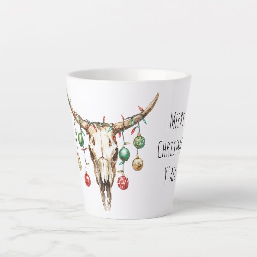 Western Cowboy Bull Ornaments Christmas   カフェラテマグ (正面)