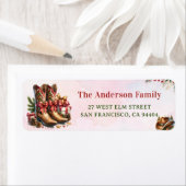 Western Cowboy Christmas Return Address Label ラベル (インサイチュ)