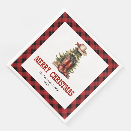Western Cowboy Country Christmas Paper Napkins (コーナー)
