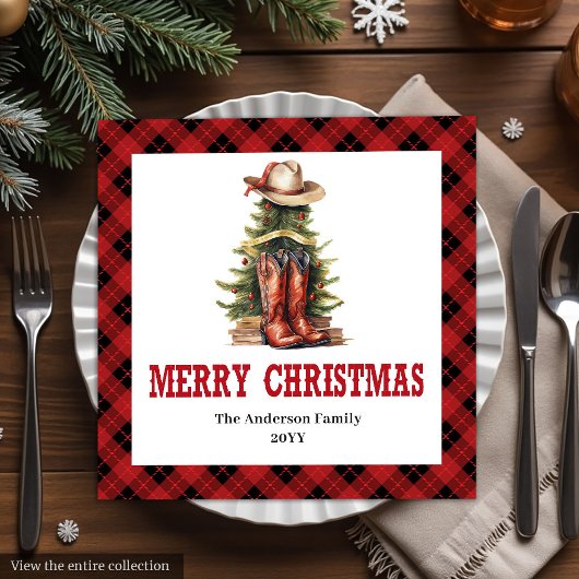 Western Cowboy Country Christmas Paper Napkins