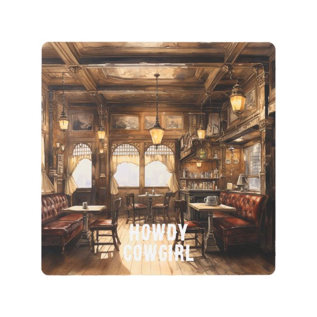 Western Cowboy Cowgirl Wild West Town メタルプリント (正面)