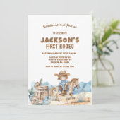 Western Cowboy First Rodeo Birthday 招待状 (スタンド正面)
