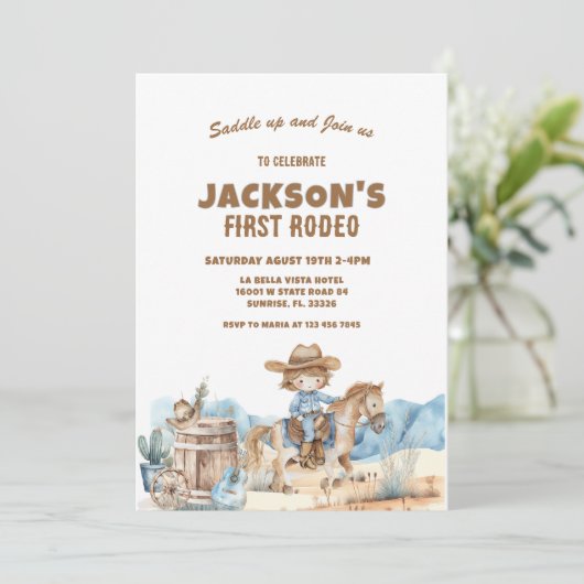 Western Cowboy First Rodeo Birthday 招待状 (スタンド正面)