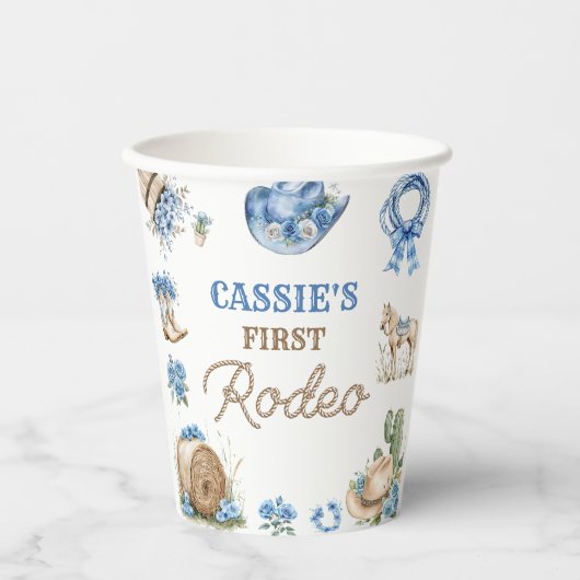 Western Cowboy First Rodeo Birthday Party 紙コップ (正面)