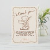 Western Cowboy Hat and Boots Photo Thank You Card 招待状 (スタンド正面)