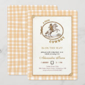 Western Cowboy Plaid Gingham Baby Shower 招待状 (正面/裏面)
