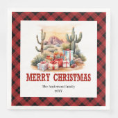 Western Cowboy Red Plaid Christmas Napkins (正面)