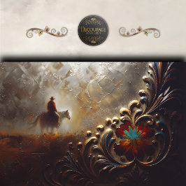 Western Cowboy Rider Ornate Art Decoupage 薄葉紙