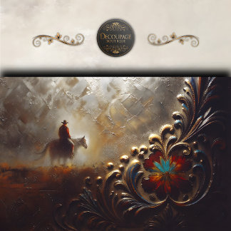 Western Cowboy Rider Ornate Art Decoupage 薄葉紙