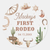Western Cowboy Rodeo Birthday Sticker ラウンドシール (正面)