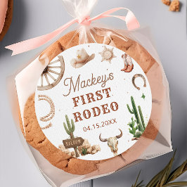 Western Cowboy Rodeo Birthday Sticker ラウンドシール