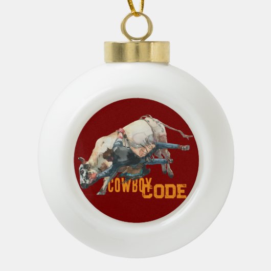 Western Cowboy Rodeo Bull セラミックボールオーナメント (正面)