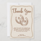 Western Cowboy Rope Horseshoe Photo Thank You Card 招待状 (正面)