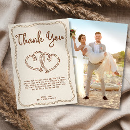 Western Cowboy Rope Photo Wedding Thank You Card 招待状
