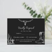 Western Cowboy Rustic Desert Country Boots Wedding 出欠カード (スタンド正面)