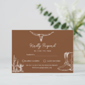 Western Cowboy Rustic Desert Country Boots Wedding 出欠カード (スタンド正面)