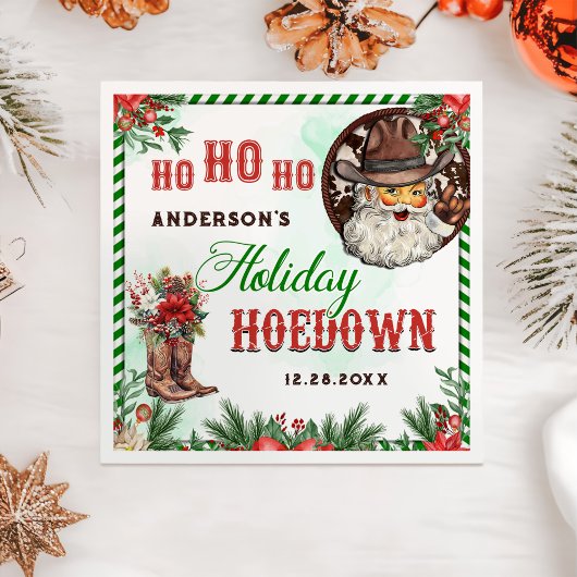Western Cowboy Santa Christmas Hoedown Party  スタンダードカクテルナプキン
