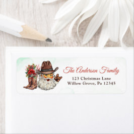 Western Cowboy Santa Christmas Party ラベル