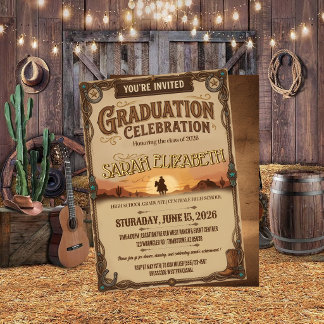 Western Cowboy Silhouette Graduation Celebration  招待状