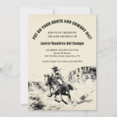 Western Cowboy Vaquero Wild West Horse Birthday 招待状 (正面)