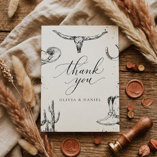 Western Cowboy Wedding Thank You Card サンキューカード