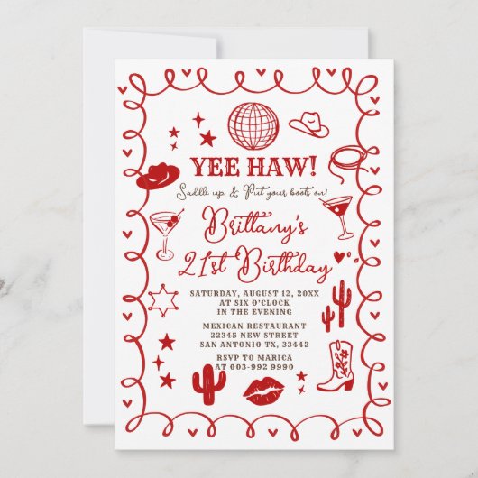 Western Cowgirl 30th Birthday Invitation 招待状 (正面)