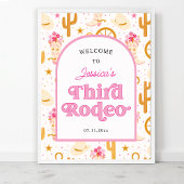 Western Cowgirl 3rd Rodeo Third Birthday Welcome ポスター