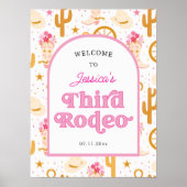 Western Cowgirl 3rd Rodeo Third Birthday Welcome ポスター (正面)