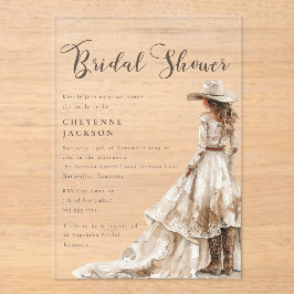 Western Cowgirl and Lace Bridal Shower  アクリル招待状