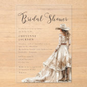 Western Cowgirl and Lace Bridal Shower  Invitation アクリル招待状 (正面)