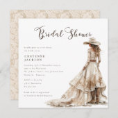 Western Cowgirl and Lace Cowboy Boots Baby Shower  招待状 (正面/裏面)