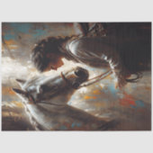 Western Cowgirl and White Horse Art Decoupage 薄葉紙 (正面)