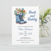 Western Cowgirl Blue Boots & Bubbly Bridal Shower  招待状 (スタンド正面)