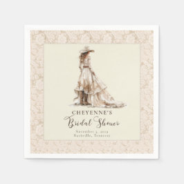 Western Cowgirl Boots and Lace Bridal Shower  スタンダードカクテルナプキン