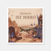 Western Cowgirl Cowboy First Birthday スタンダードカクテルナプキン (正面)