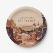 Western Cowgirl Cowboy First Birthday ペーパープレート (正面)