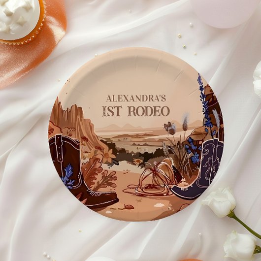 Western Cowgirl Cowboy First Birthday ペーパープレート