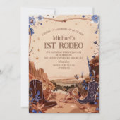 Western Cowgirl Cowboy First Birthday 招待状 (正面)