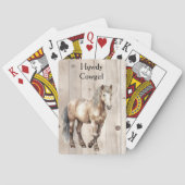 Western Cowgirl Cowboy Horse Faux Wood トランプ (裏面)